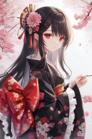 длинные волосы, женщина, Шедевр, кимоно